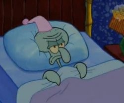 Create meme: squidward in a blanket, Squidward, squidward in bed