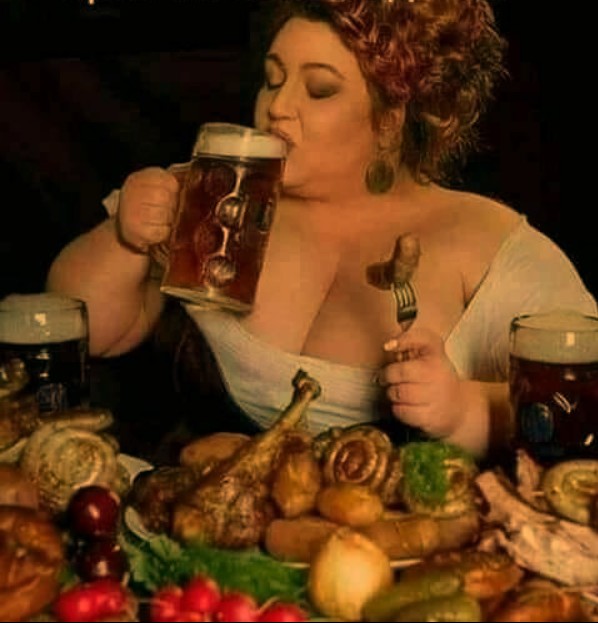 Create meme: fat women with beer, beer day girl, a curvy woman