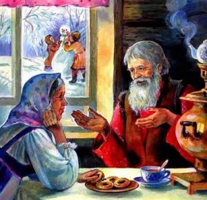 Создать мем: старик со старухой, жили были старик со старухой, иллюстрации к русской народной сказке снегурочка