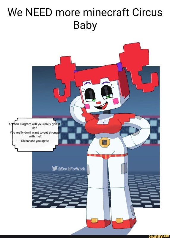 Create meme: circus baby, baby fnaf minecraft zamination, Baby FNAF pixel