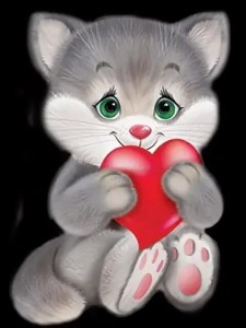 Create meme: animoticons on the phone, cards Valentines, cats with hearts