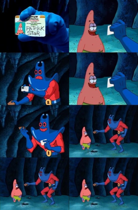 Create meme: Patrick star , meme with Patrick and the villain, funny jokes
