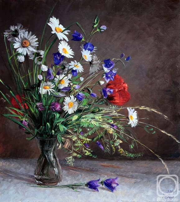 Create meme: a bouquet of wild , wildflowers in painting, still life with wildflowers