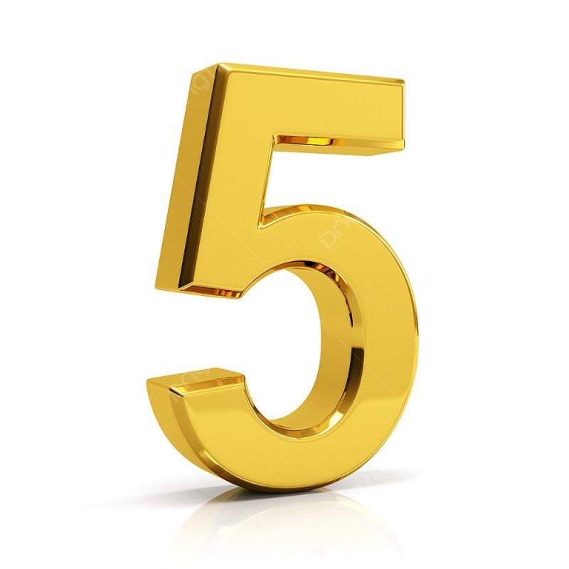 Create meme: 3 d digits, the number 5 on a transparent background, beautiful golden numbers