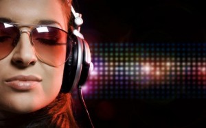 Create meme: girl DJ with music, dj music wallpaper gif, girl in headphones
