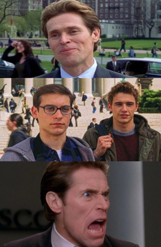 Create meme: I kind of scientist, himself a sort of scholar, Willem Dafoe Spiderman