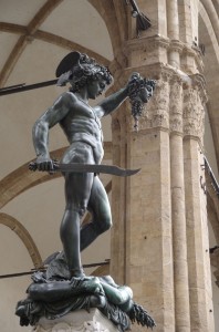 Create meme: David and Goliath sculpture by Michelangelo