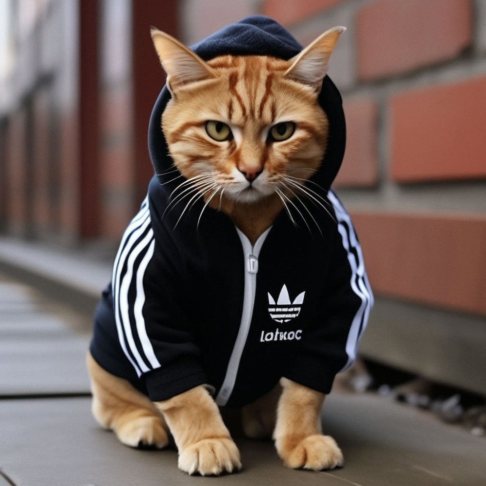 Create meme: cat , a cat in an adidas suit, adidas gopnik