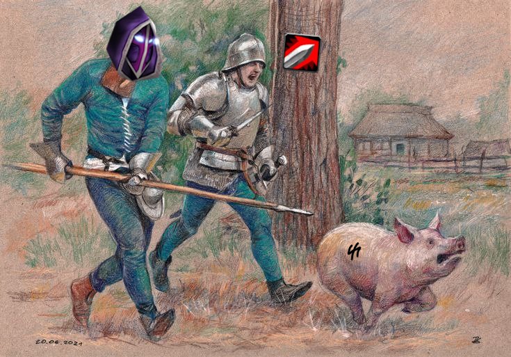 Create meme: pig knight, the army of the 15th century, Swiss mercenaries 15th century landsknechts