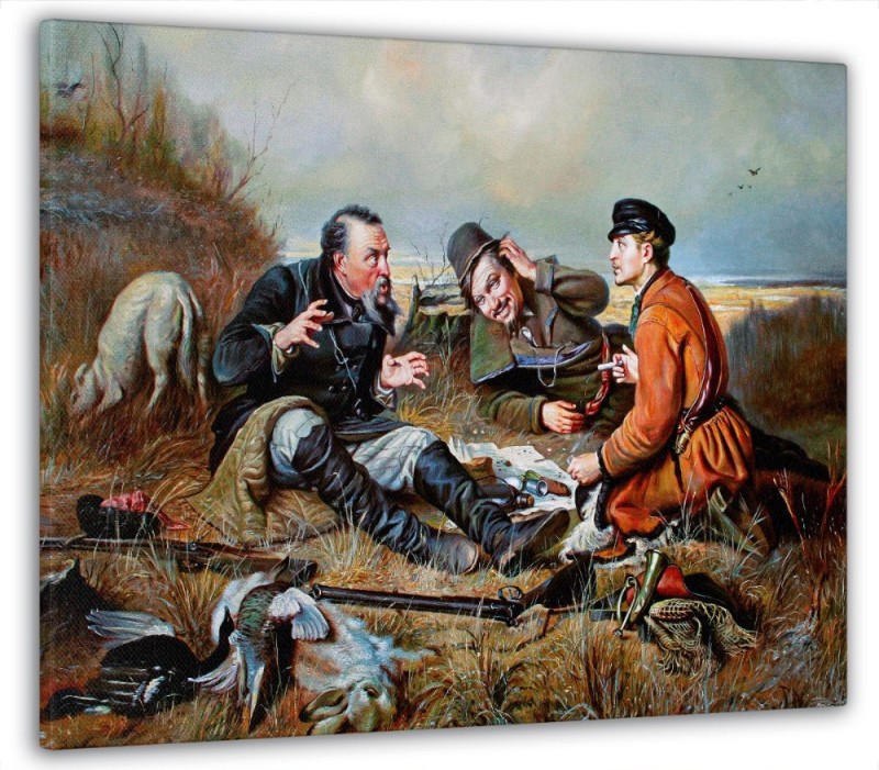 Create meme: perov hunters at a halt painting, Vasily Perov hunters at rest , vasily grigoryevich perov hunters at a halt