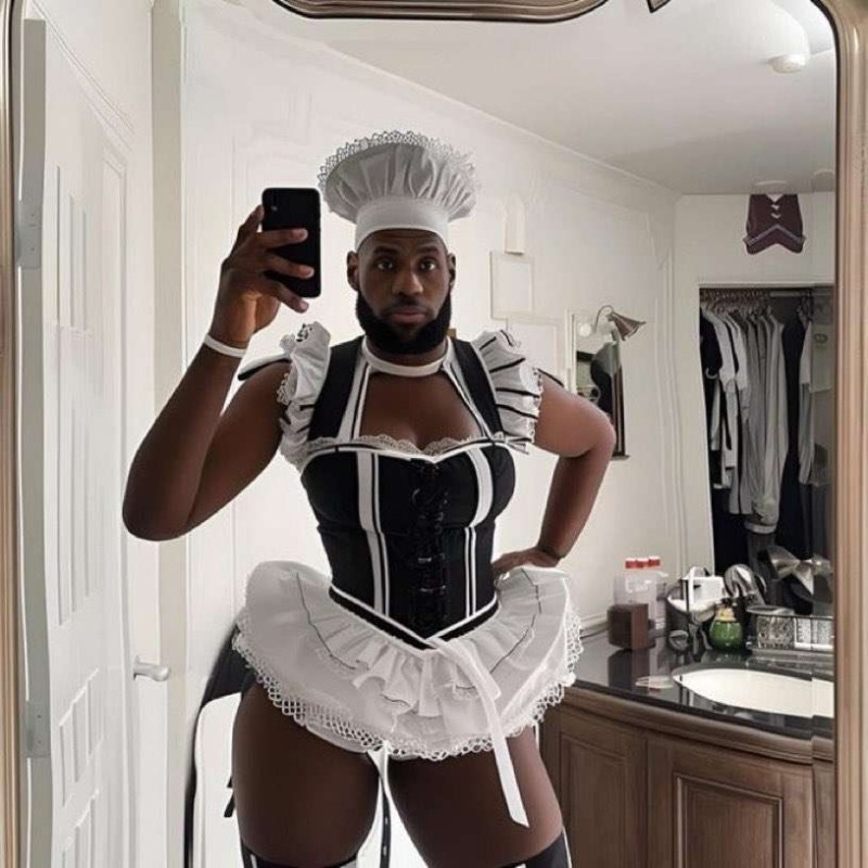Create meme: maid, a black man in a maid costume, maid costume for role-playing games