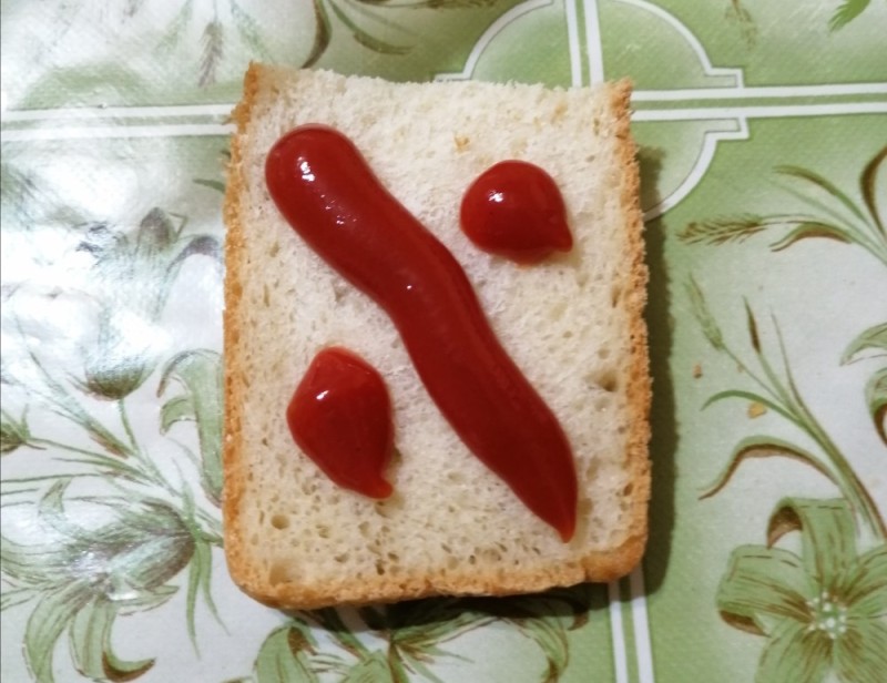 Create meme: bread with ketchup, food , bread piece