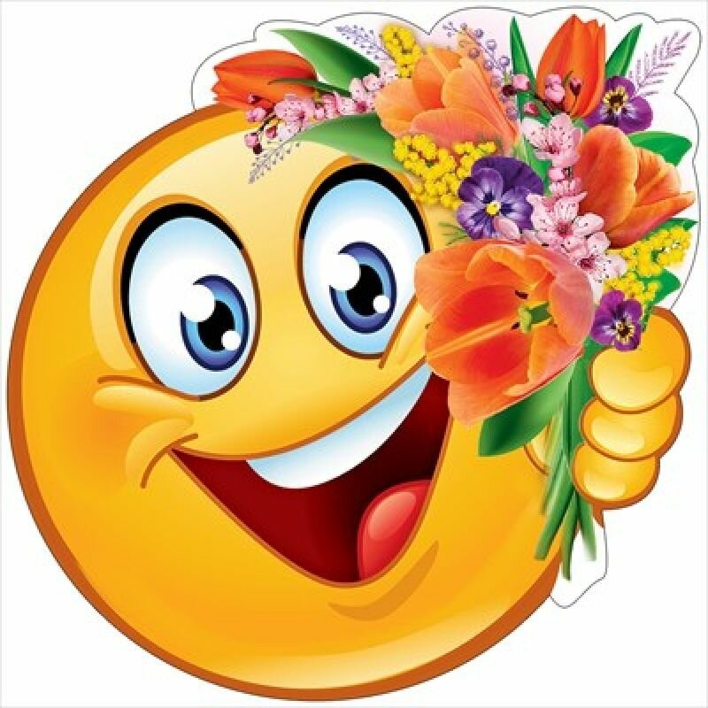 Create meme: smiley face with flowers, cards emoticons, emoticons large