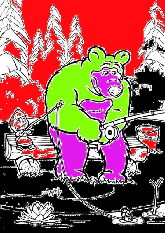 Create meme: coloring book bear, the half bear, masha and the bear coloring book bear