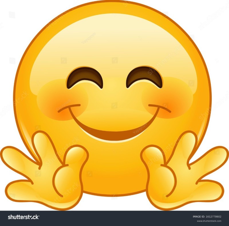 Create meme: joyful emoji, happy emoticons, hugging a smiley face