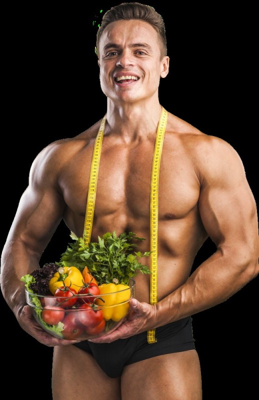 Create meme: spartak fitness trainer simferopol, male athlete holds fruit, sports nutrition 