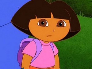 Create meme Dasha, Dora the Explorer with a magnifying glass