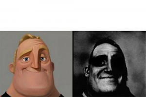 Create meme: uncanny mr incredible, mr incredible becoming uncanny, meme from the superfamily with father