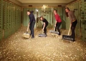 Create meme: money rain, vault with money, money