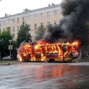 Create meme: burnt out tram, bus fire pictures, metro burning bus