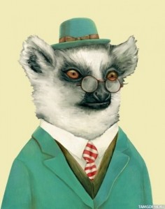 Create meme: Business lemur