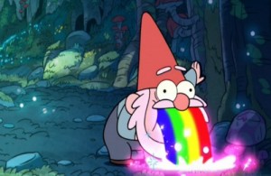 Создать мем: gnome, rainbow gif, puke
