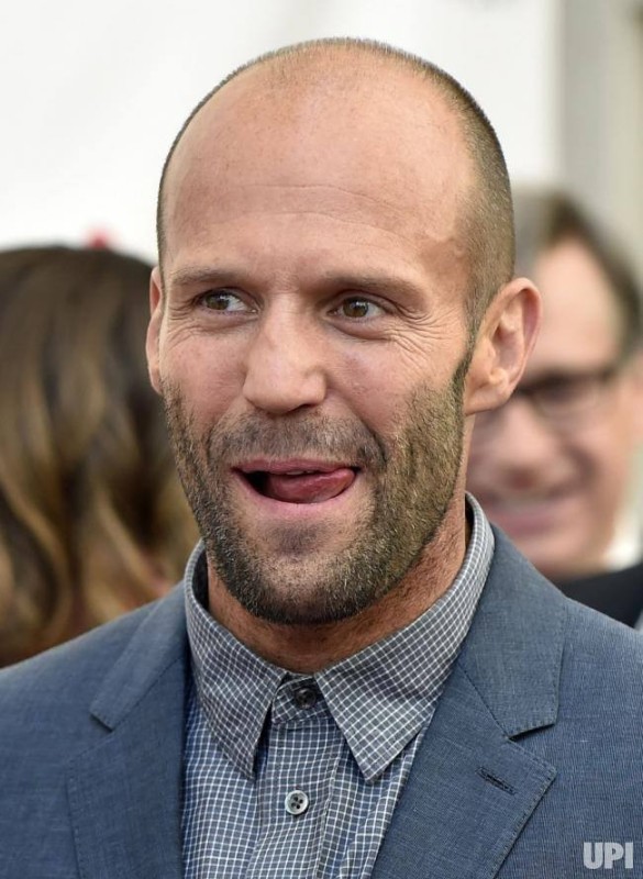 Create meme: Jason Statham smiles, Jason Statham with hair, statham 's hairstyle