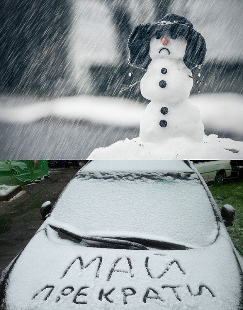 Создать мем: первый снег, зима снег, снег с дождем