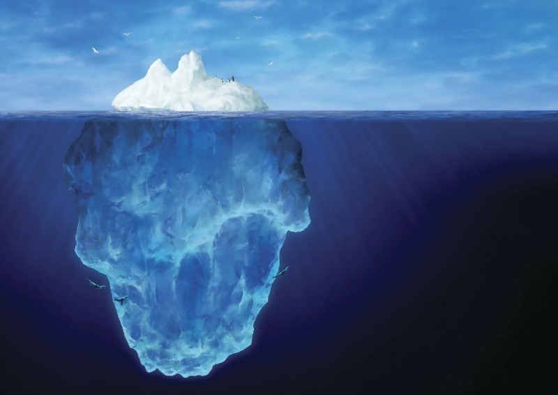 Create meme: iceberg for theories, iceberg in the ocean, the tip of the iceberg