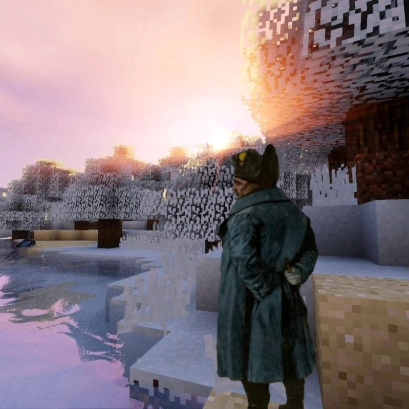 Create meme: winter in Minecraft, winter minecraft, minecraft landscape