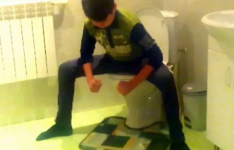 Create meme: a person is sitting on the toilet, sitting on the toilet, the girl pooped in the toilet