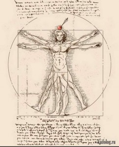 Create meme: microbially man da Vinci, Leonardo da Vinci, Vitruvian man in pentagram