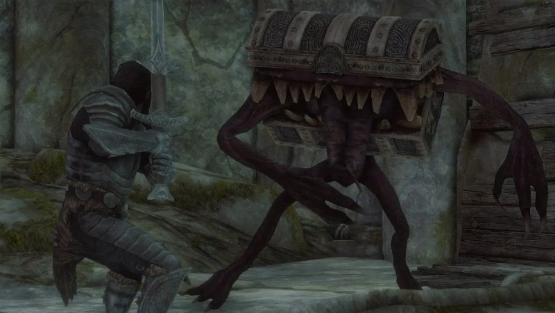 Create meme: Mimic Dark Souls, Chest monster dark Souls, Skyrim mimic