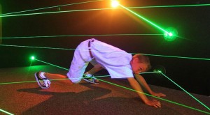 Create meme: man dodges lasers, laser, laser