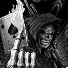 Create meme: skeleton with a gun, evil skull, the grim Reaper