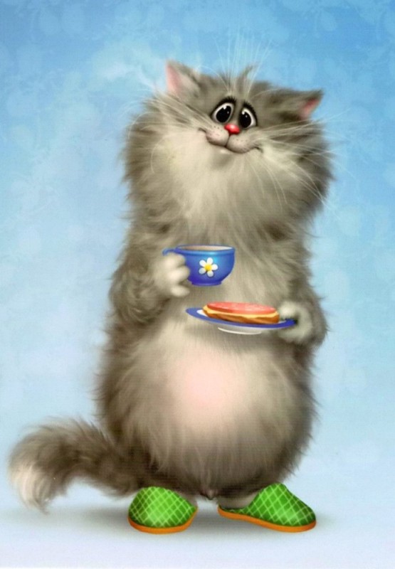 Create meme: good morning cards, good morning with the cartoon cat, good morning kitty