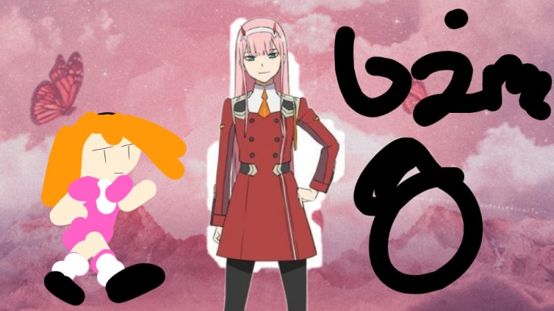 Create meme: Anime cute in franks characters, favorite in France, zero two