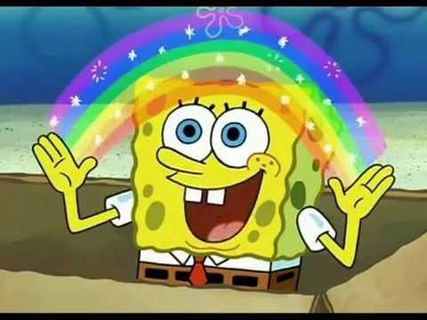 Create meme: imagination spongebob, spongebob imagination meme, spongebob rainbow 