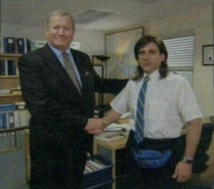 Create meme: michael scott with long hair the office, michael scott long hair, young michael scott