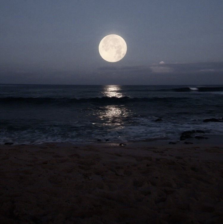 Create meme: moon over the sea, big moon on the sea, beautiful moon 