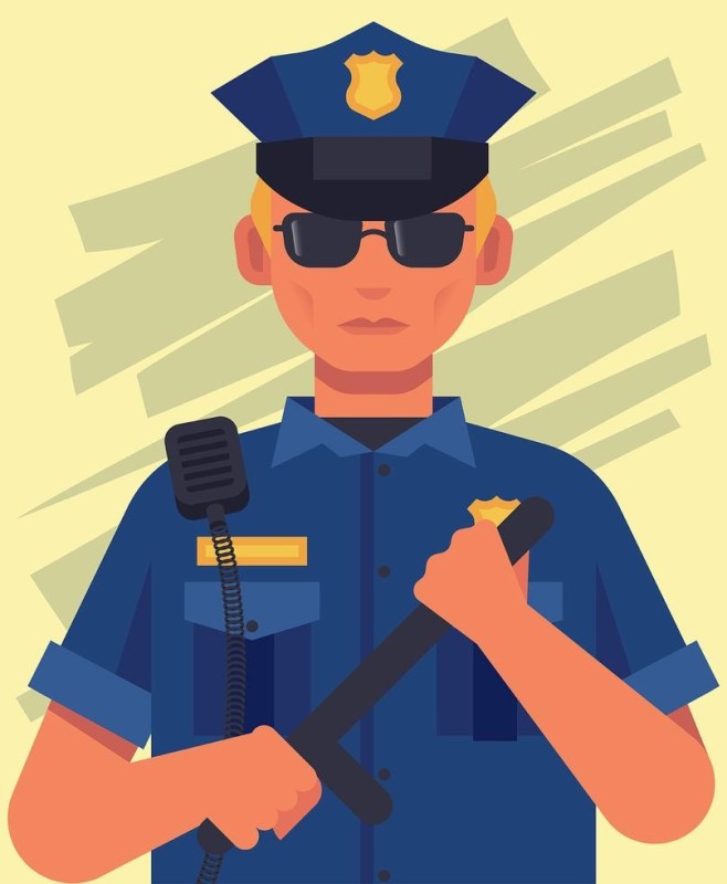 Create meme: police clipart, flat illustration police, pop art policeman
