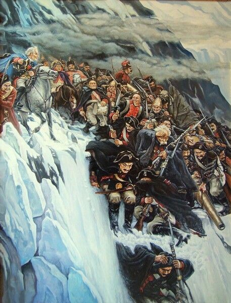 Create meme: Vasily Ivanovich Surikov Suvorov's crossing of the Alps, Vasily Surikov. "Suvorov's crossing of the Alps in 1799.", Surikov, Suvorov crossing the Alps