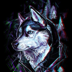 Create meme: wolf art, the wolves of neon art, husky art