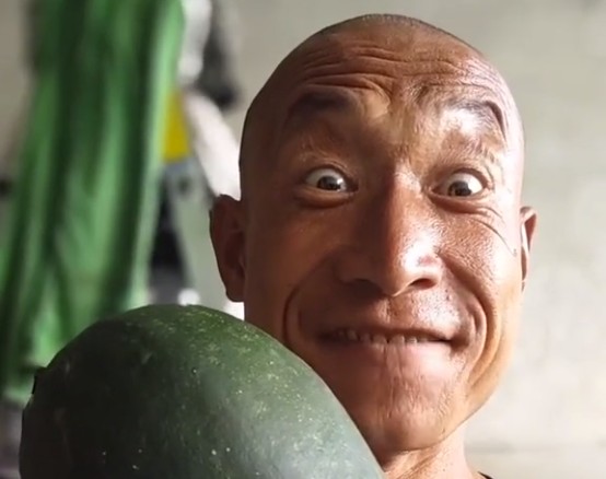 Create meme: Asian , people , huge watermelon