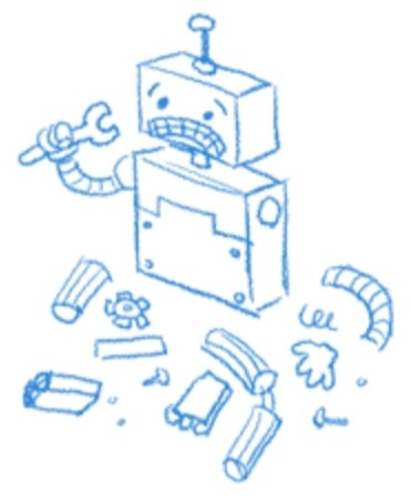 Create meme: a broken robot, google robot broke down, robot illustration