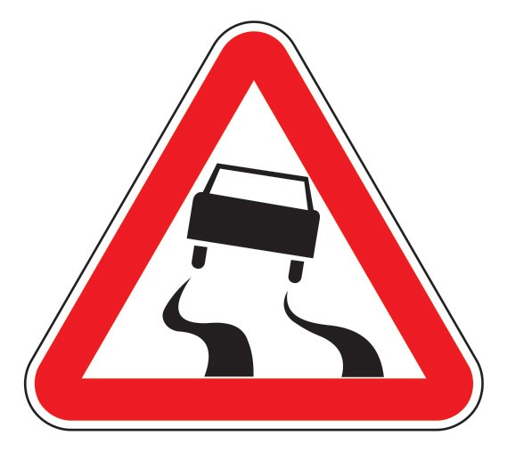 Create meme: The slippery road sign, slippery road, road signs slippery road