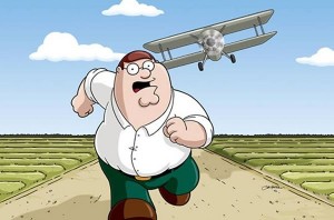Создать мем: питер грифин, питер гриффин качок, питер гриффин бежит от самолёта