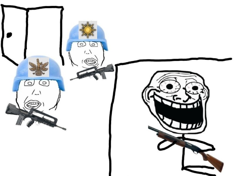 Create meme: meme trollface with a gun, trollface with a gun, memes 