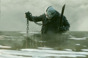 Create meme: frogmen, Jason Voorhees in the rain, Jason Voorhees in the lake