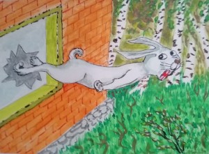 Создать мем: рисунок зайца, храбрый заяц мамин сибиряк, храбрый заяц